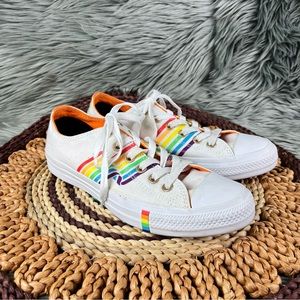Converse Sz 8 Womens 6 Mens White Rainbow Stripe Chuck Taylor All Star Sneakers